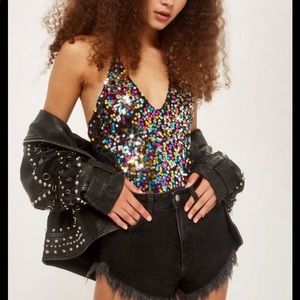 Top Shop Rainbow 🌈 Sequin Bodysuit